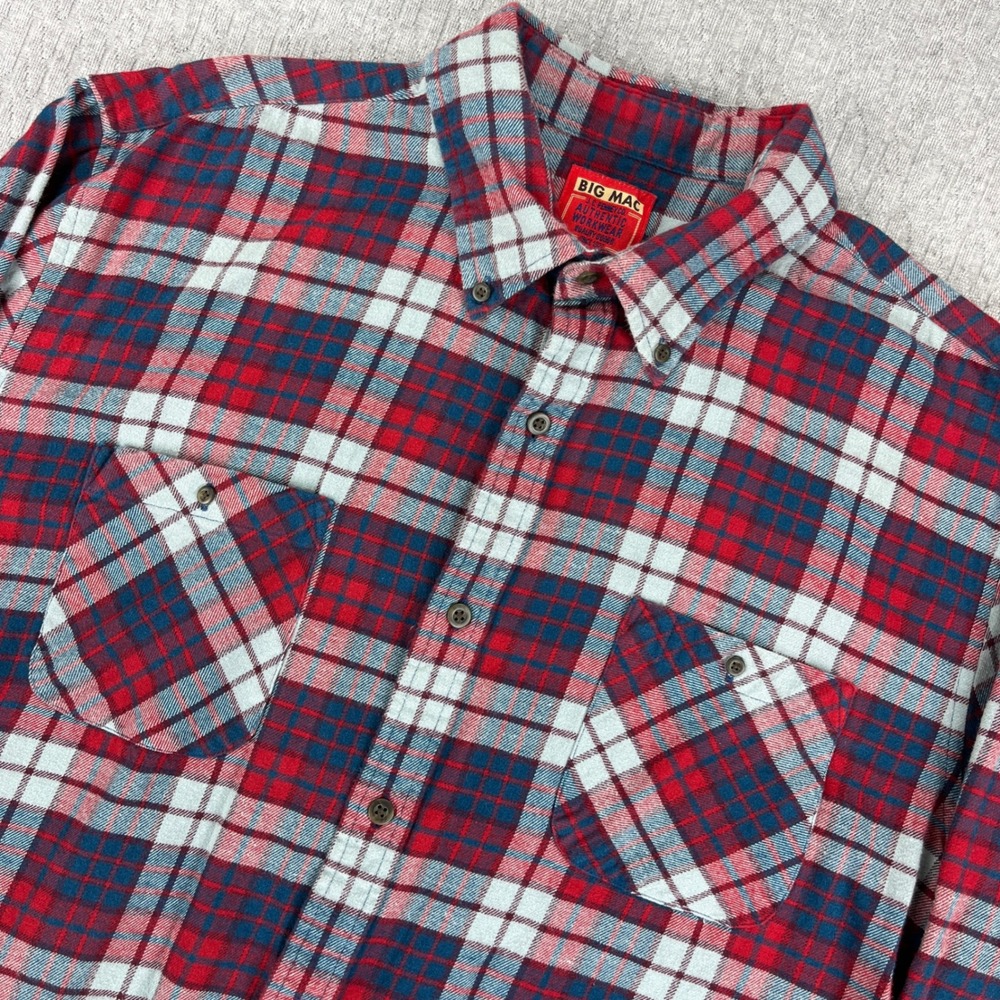 Vintage J.C Penny Big Mac Flannel Work Shirt Men XL Plaid Long Sleeve Button DN